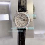 Replica Chopard Happy Sport Full Diamond Quartz Watch Black Band